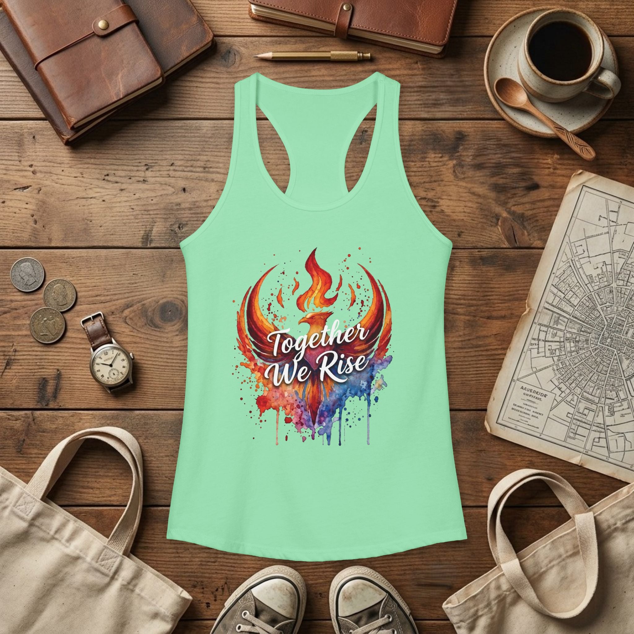Together We Rise Tank Top | Phoenix Watercolor Racerback Tee | Empowerment Gift