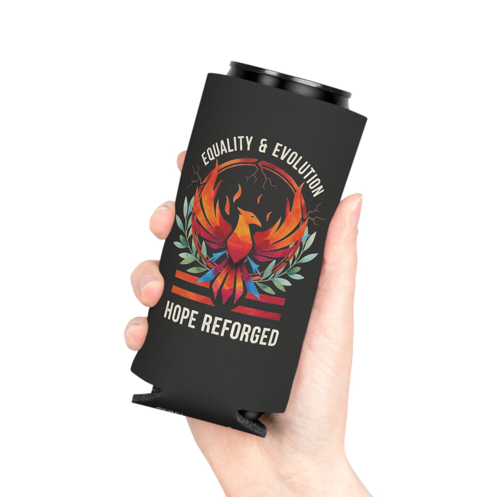 Hope Reforged Can Cooler | Equality & Evolution Drink Holder | Rising Phoenix Design