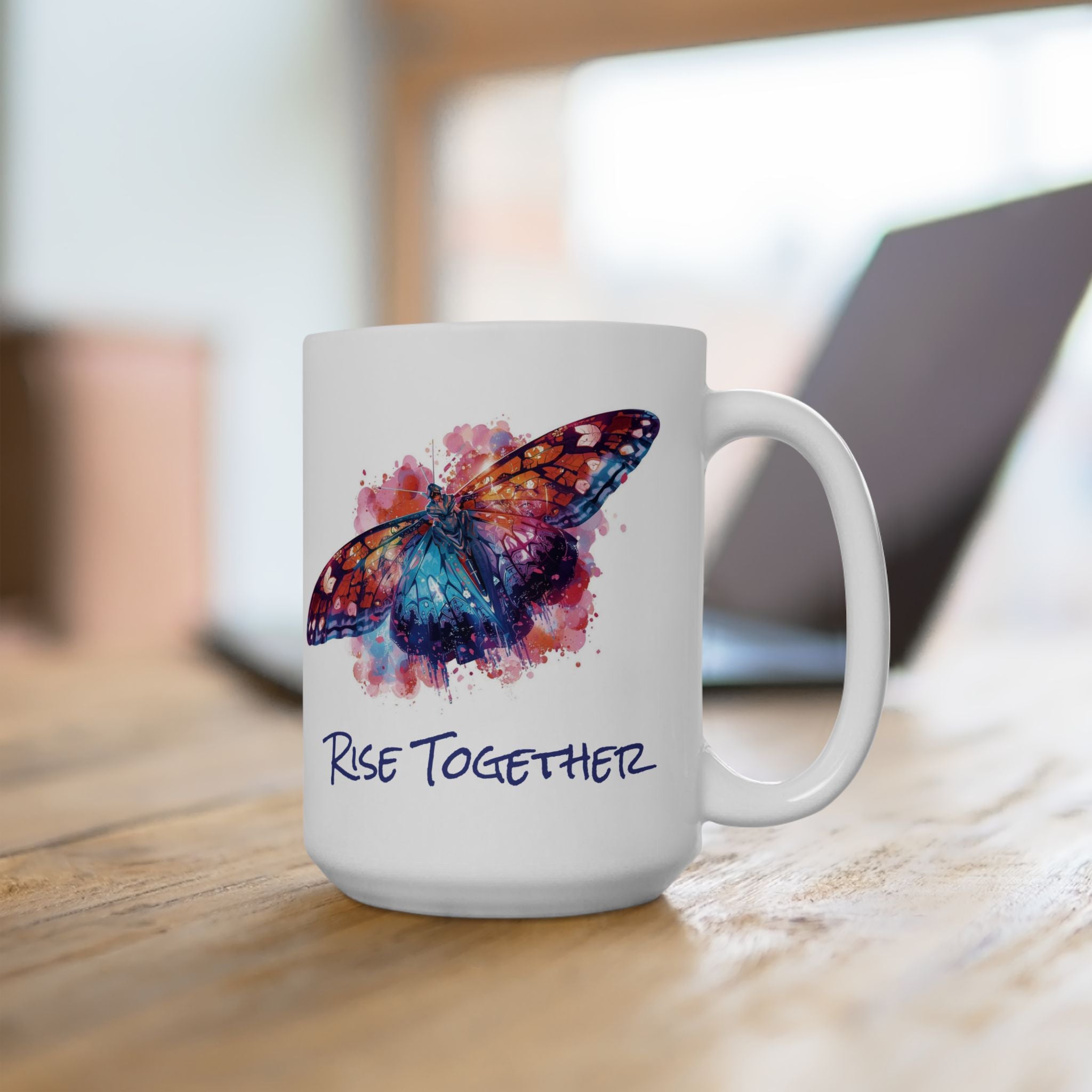 Butterfly Rise Together Coffee Mug | Inspirational Ceramic Mug 11oz 15oz | Activist Gift
