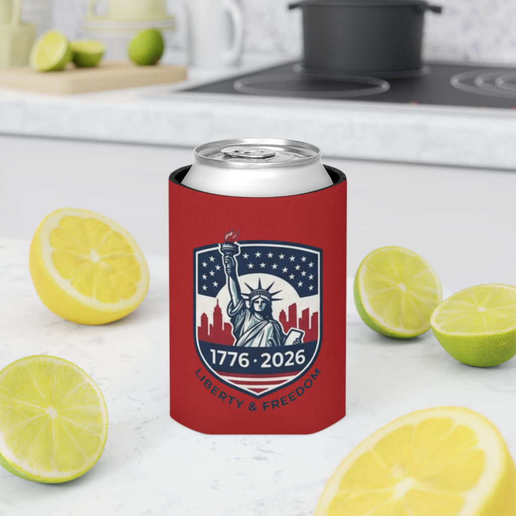 Statue of Liberty 1776-2026 Can Cooler | Patriotic Beer Sleeve | Liberty & Freedom Drink Holder