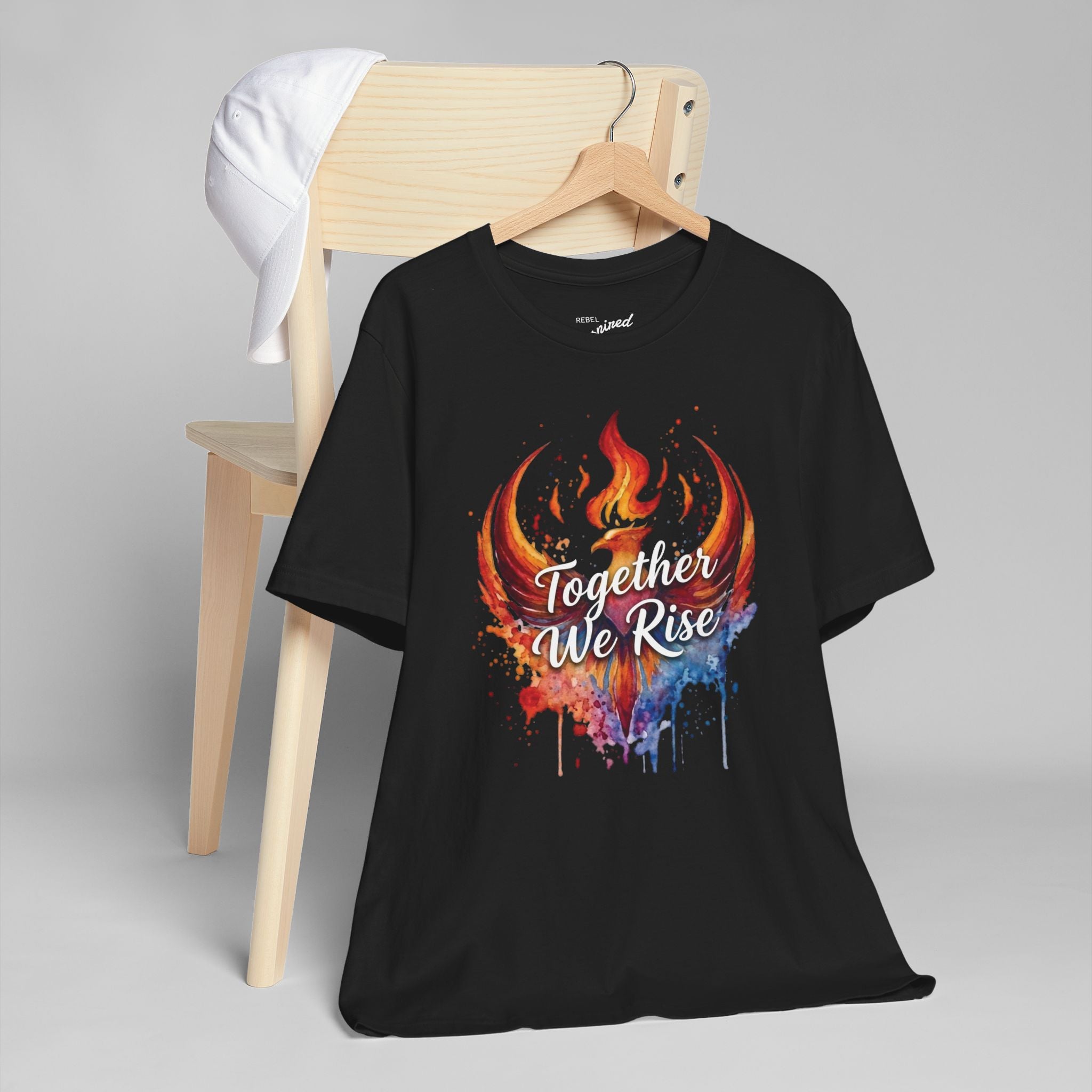 Phoenix Watercolor 'Together We Rise' T-Shirt | Inspirational Flame Design | Activist Tee