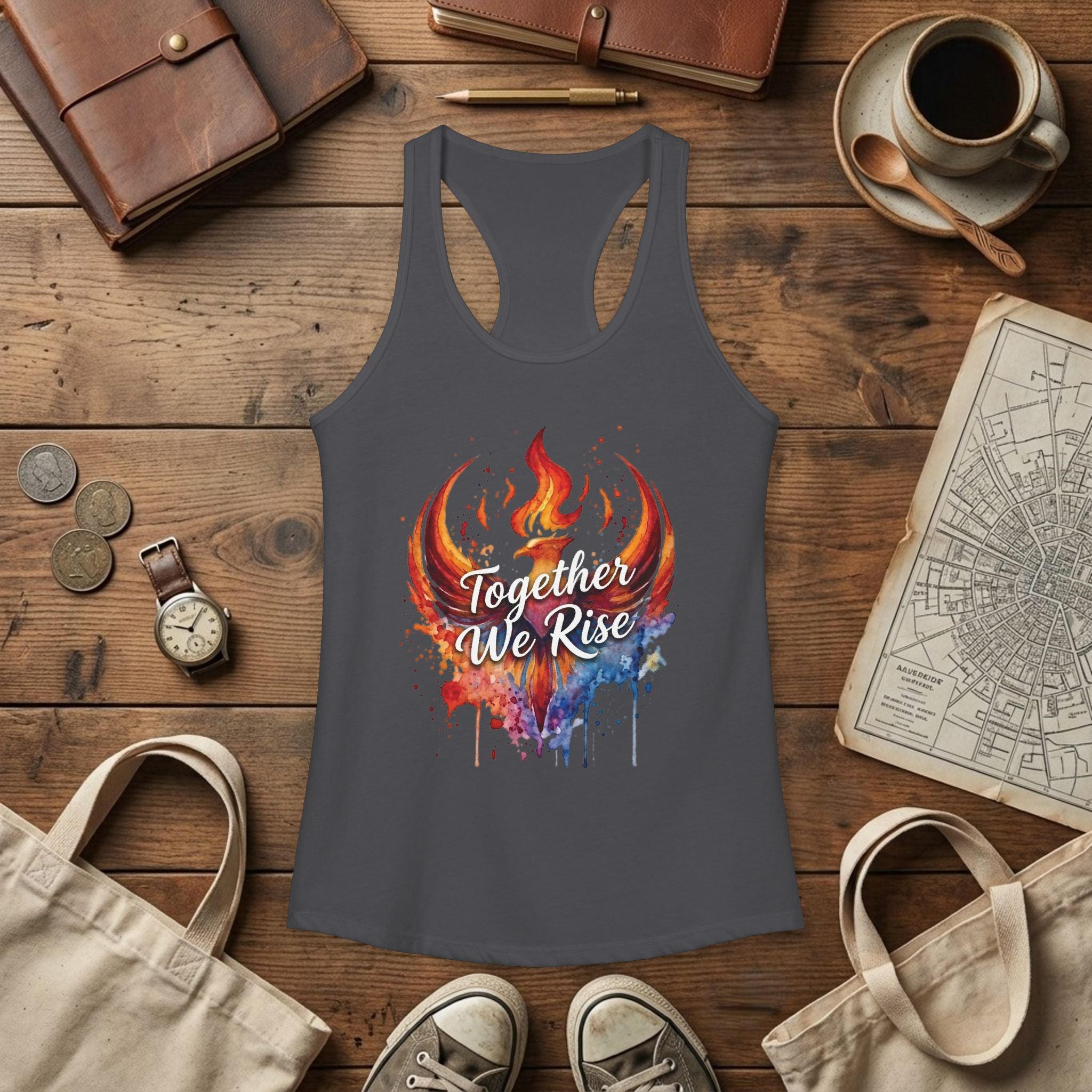 Together We Rise Tank Top | Phoenix Watercolor Racerback Tee | Empowerment Gift