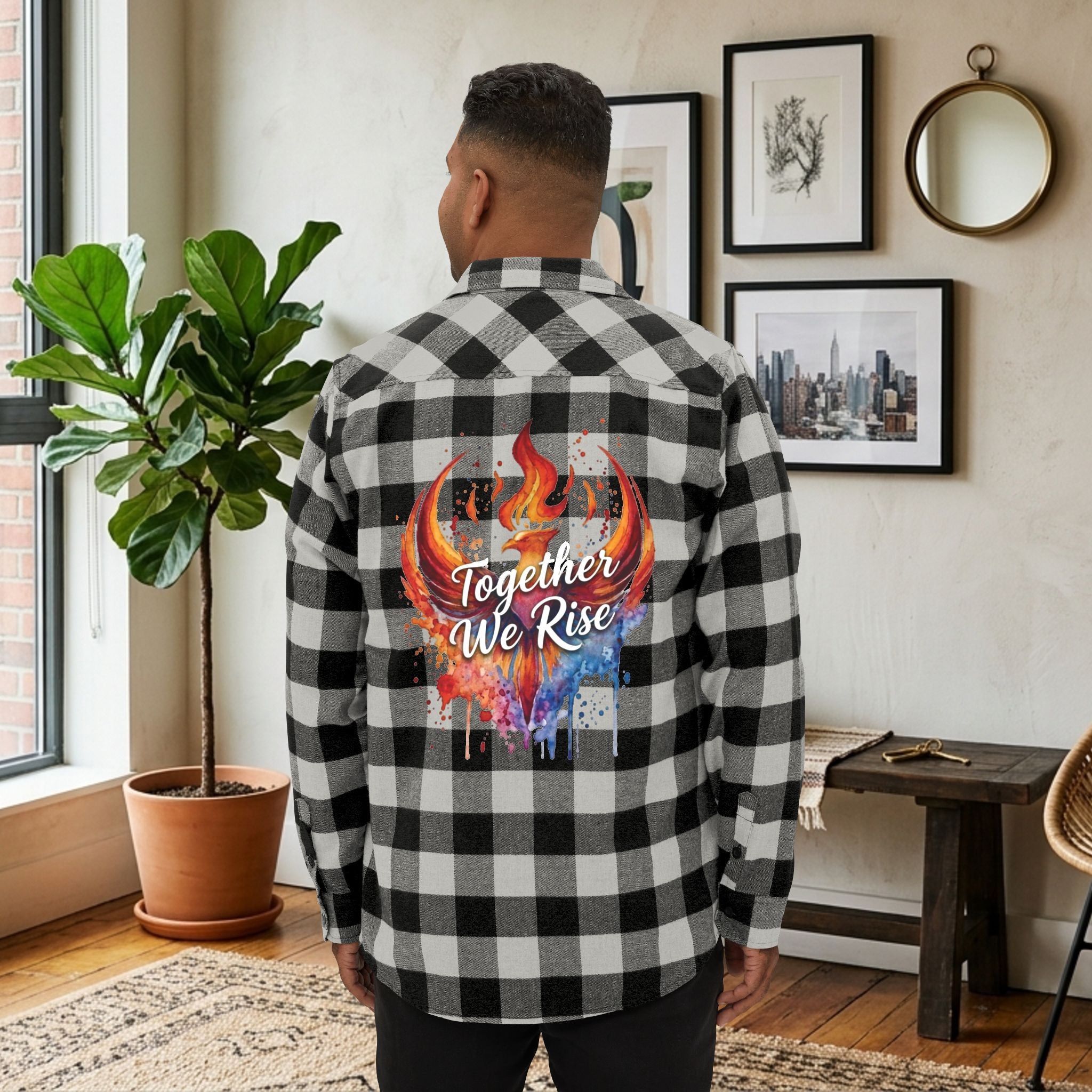Together We Rise Flannel Shirt | Two-Sided Inspirational Buffalo Check Button-Up