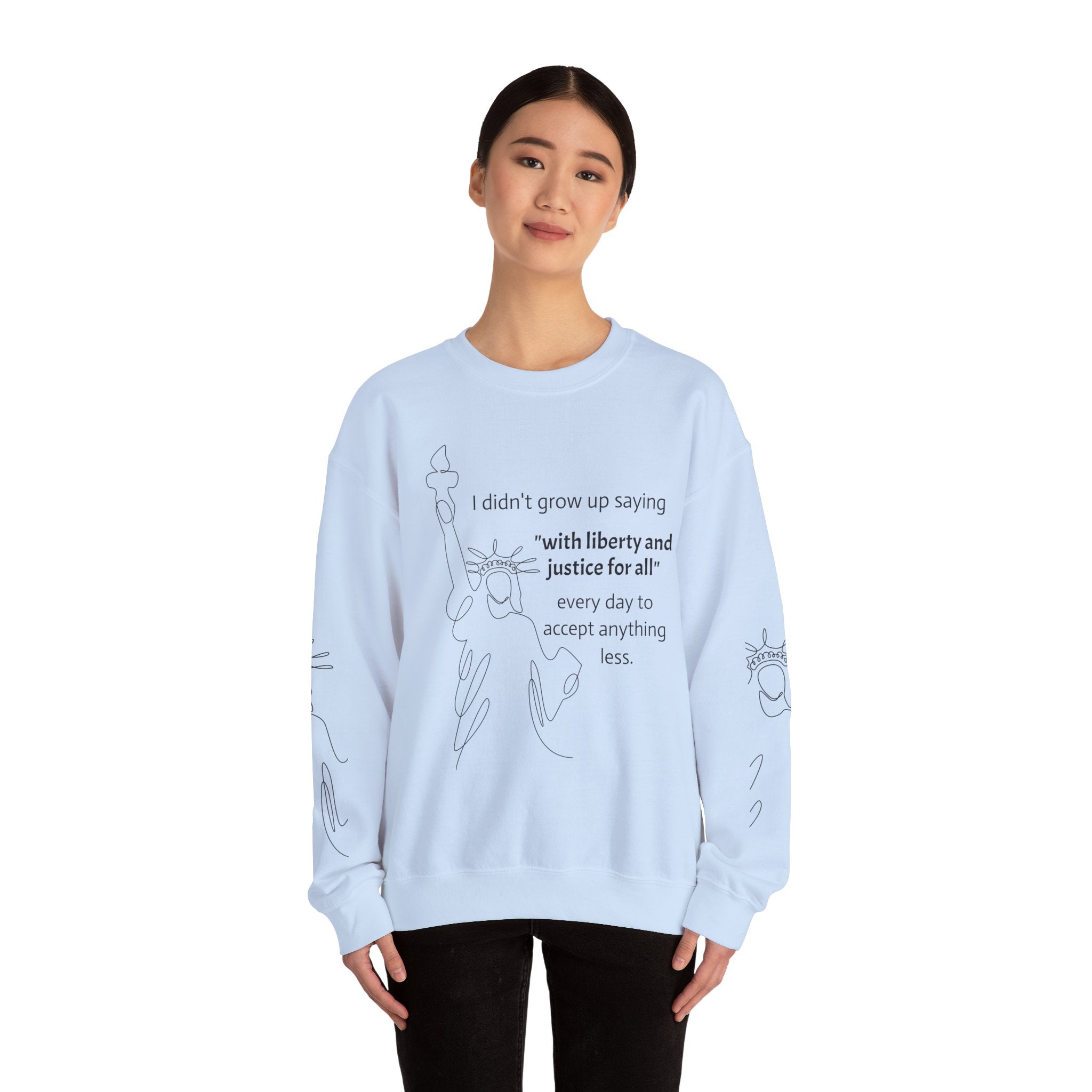 Liberty and Justice Crewneck Sweatshirt | Statue of Liberty Pullover | Equality and Freedom Gift
