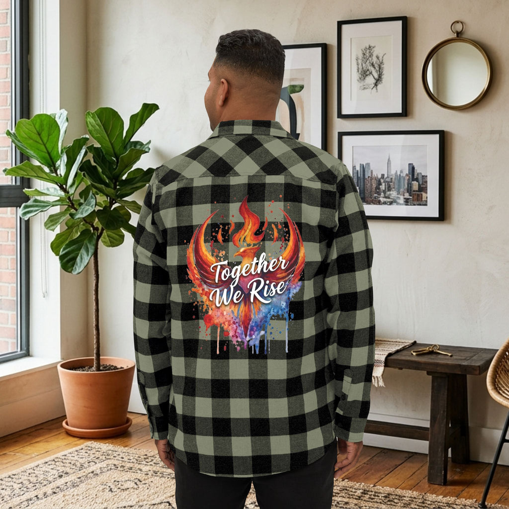 Together We Rise Flannel Shirt | Two-Sided Inspirational Buffalo Check Button-Up