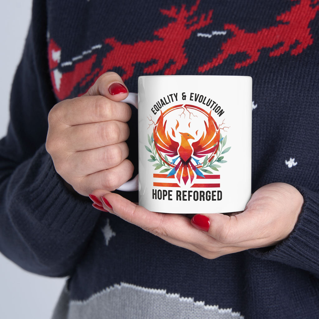 Hope Reforged Coffee Mug | Equality and Evolution Ceramic Mug 11oz 15oz | Activist Gift