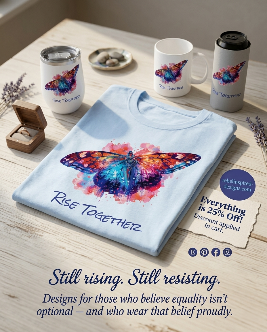 Butterfly Rise Together Graphic Tee | Equality Advocacy T-Shirt | Activist Gift