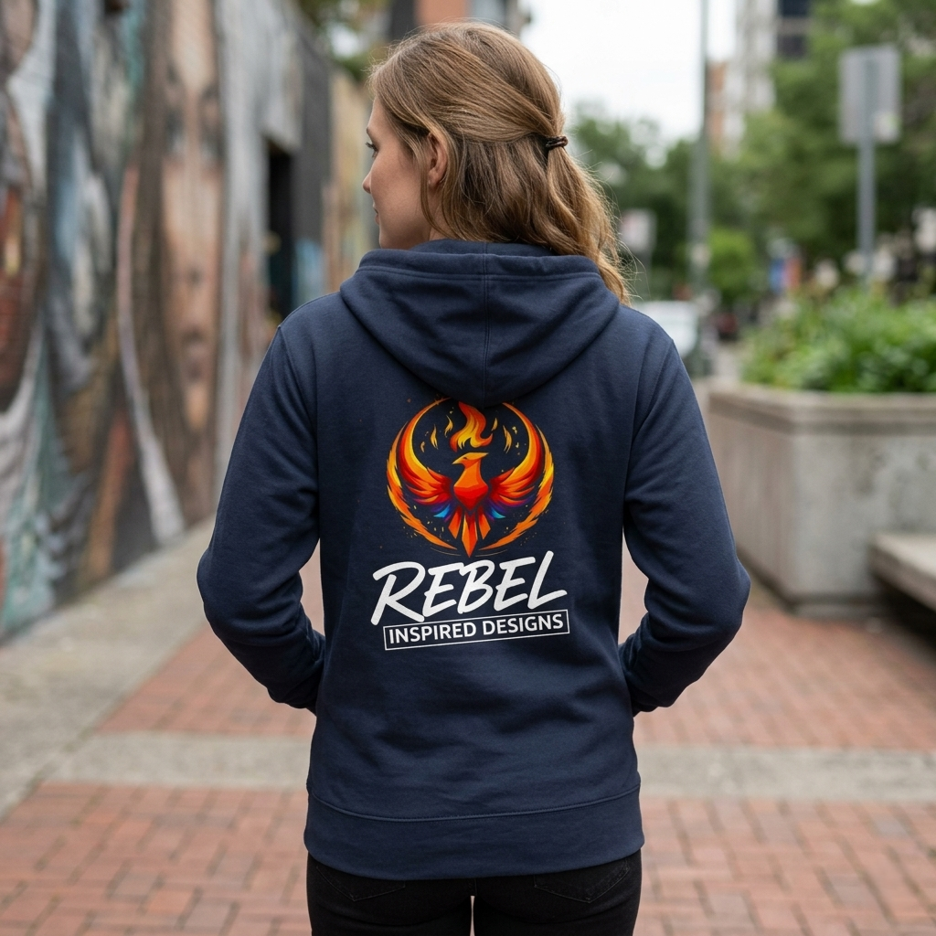 Rising Phoenix Full-Zip Hoodie | Rebel Phoenix Logo Hooded Sweatshirt