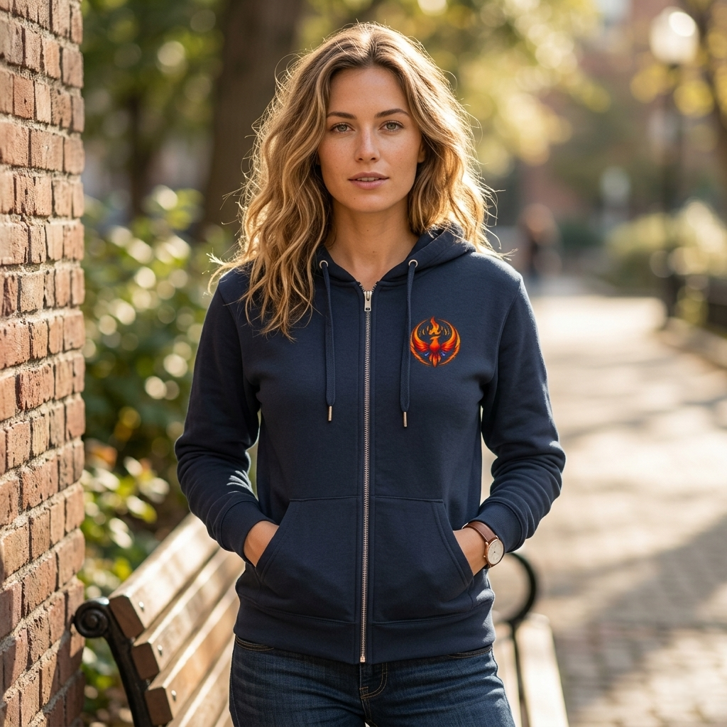 Rising Phoenix Full-Zip Hoodie | Rebel Phoenix Logo Hooded Sweatshirt