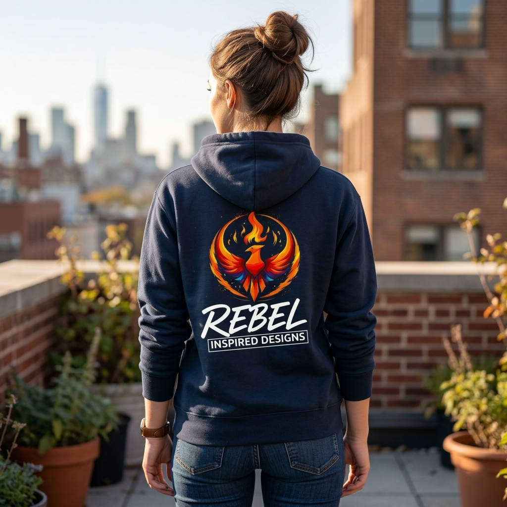 Rising Phoenix Full-Zip Hoodie | Rebel Phoenix Logo Hooded Sweatshirt