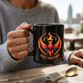 Rise Together Phoenix Mug | Black Ceramic Coffee Cup 11oz, 15oz | Rebel Gift