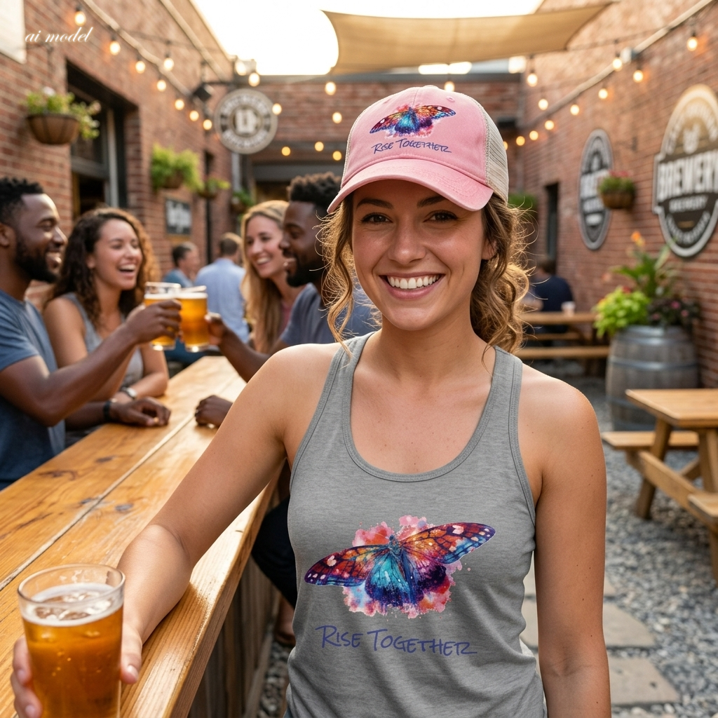 Butterfly Rise Together Mesh-Back Cap | Women's Washed Snap-Back Hat | Inspirational Gift