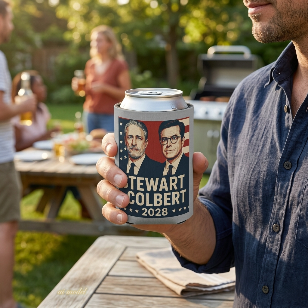 Stewart Colbert 2028 Can Cooler, Political Humor Beverage Holder, Insulated Drink Sleeve