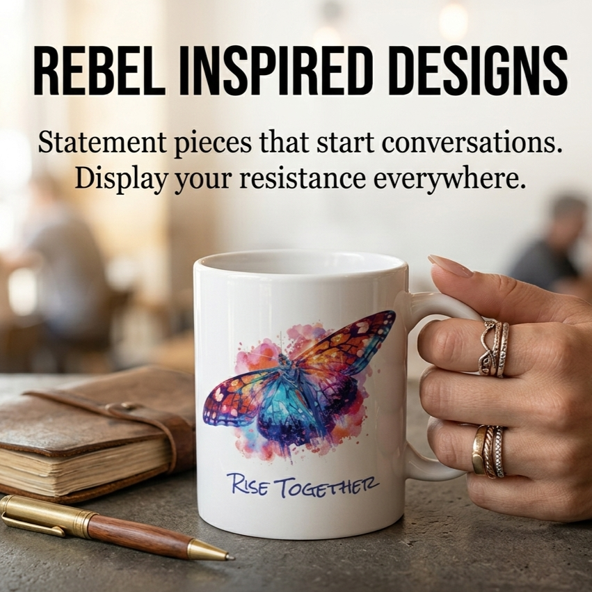 Butterfly Rise Together Coffee Mug | Inspirational Ceramic Mug 11oz 15oz | Activist Gift